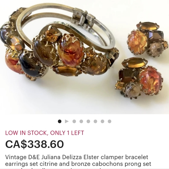 Stunning Juliana Clamper Bracelet Amber Tone Cabochons Stones - Picture 16 of 16